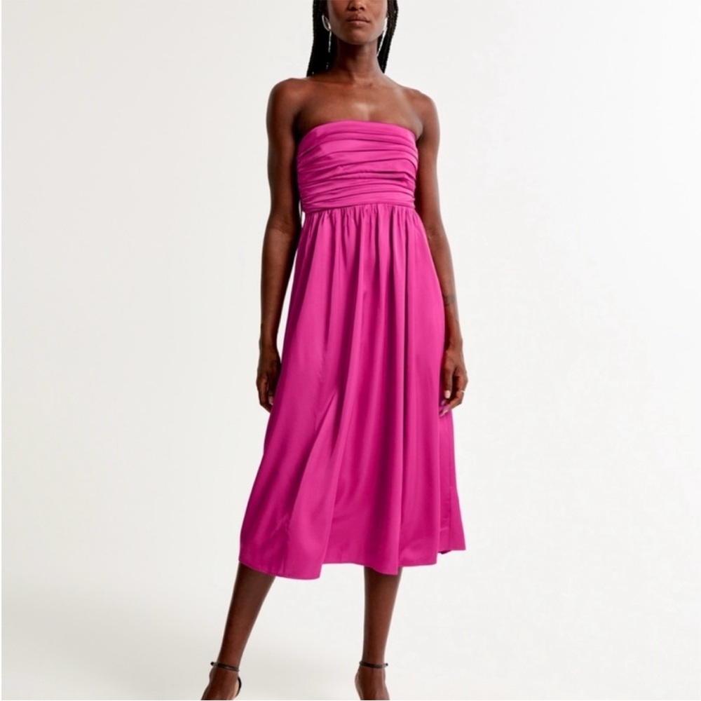 A&F Strapless Poplin Midi Dress